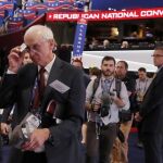 El ex senador por New Hampshire, Gordon Humphrey, lider de la corriente "Never Trump", durante la convención