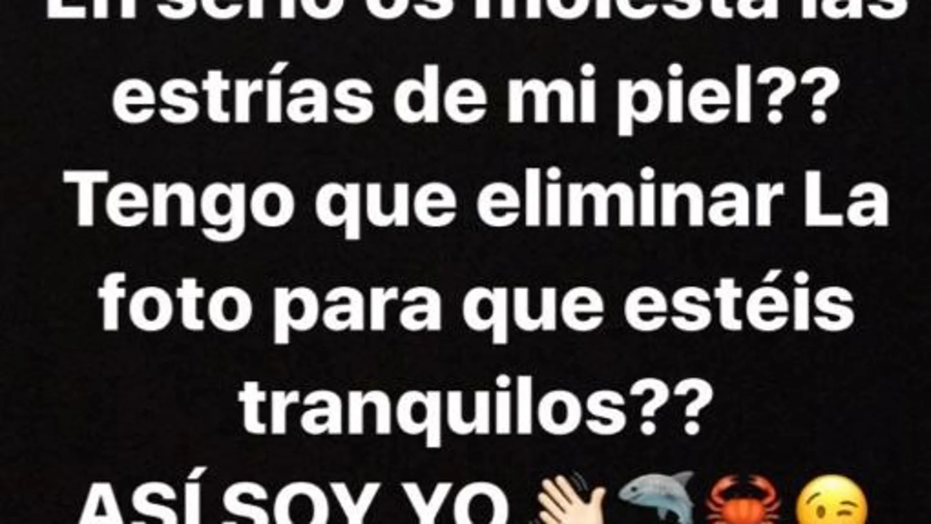 Mensaje de Anabel Pantoja en su stories.