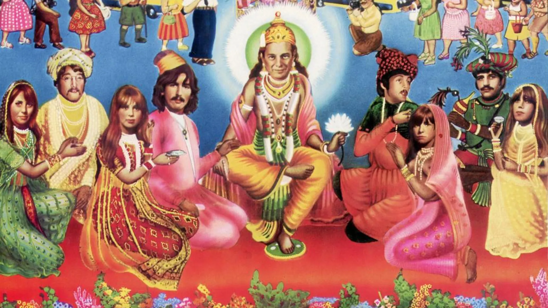 Los Beatles pasaron por esta moda de la meditación, como refleja esta pintura tan kitsch de la época