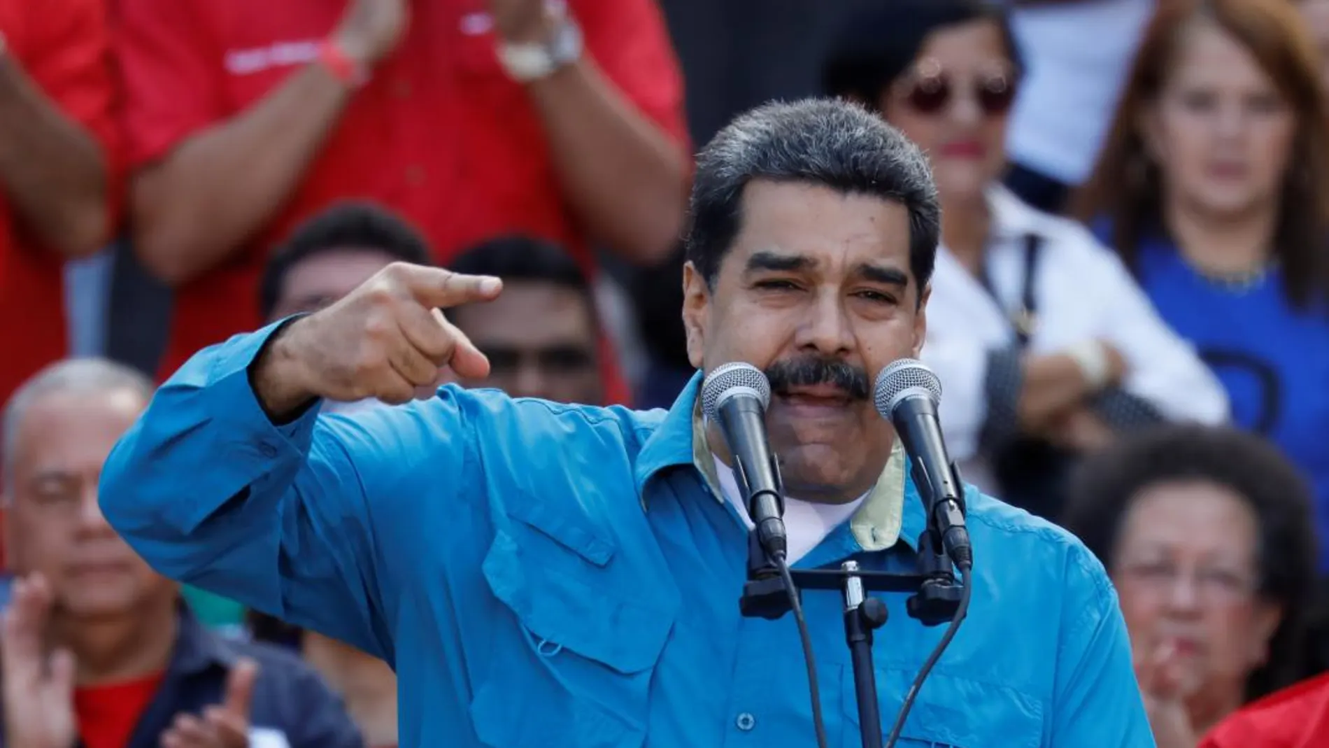 Nicolás Maduro durante un mitin ayer