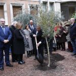 El ministro del interior Juan Ignacio Zoido planta un olivo en el jardín del Ministerio en homenaje a las víctimas