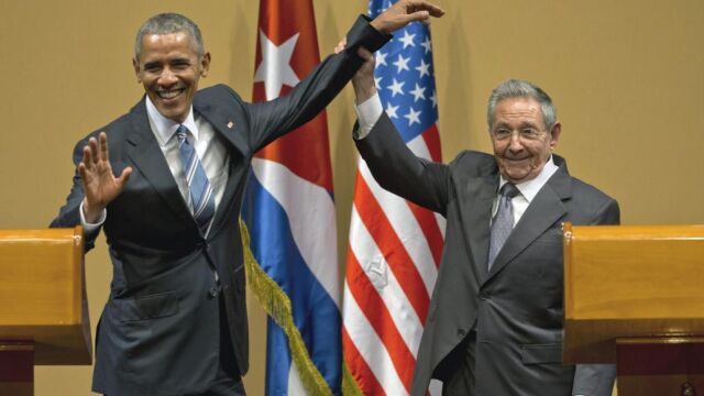 El presidente de Estados Unidos, Barack Obama, y Raúl Castro durante la visita del norteamericano a Cuba en marzo de este año