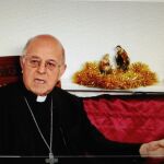 El cardenal arzobispo de Valladolid, Ricardo Blázquez, durante el mensaje navideño que grabó en vídeo