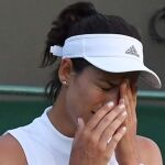 La tenista española Garbiñe Muguruza tras peder ante la belga Alison Van Uytvanck. EFE/Gerry Penny