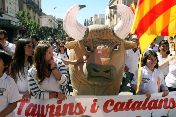 Manifestación en Amposta (Tarragona) a favor de las corridas de toros