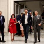 Ábalos, Lastre, Sánchez y Asís Martín de Cabiedes en los desayunos informativos de Ep, ayer, en Madrid