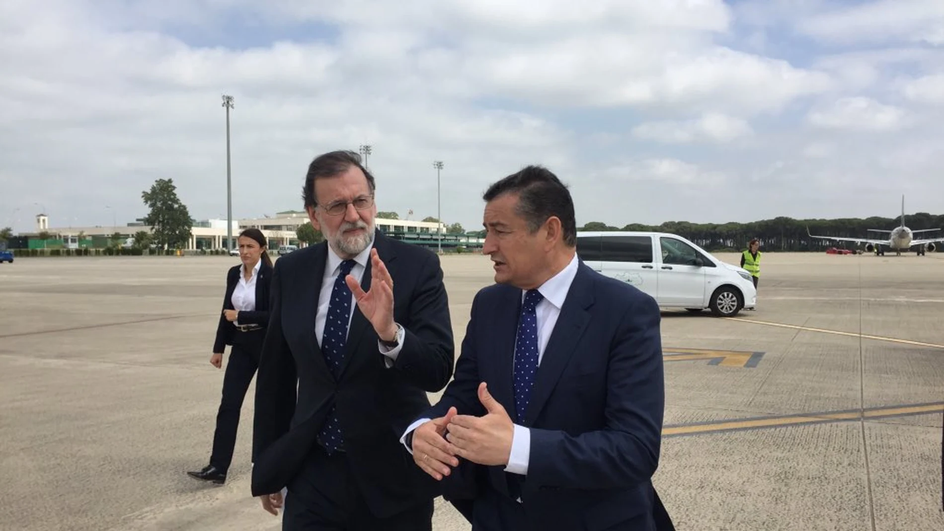 El presidente del Gobierno, Mariano Rajoy, a su llegada a Jerez