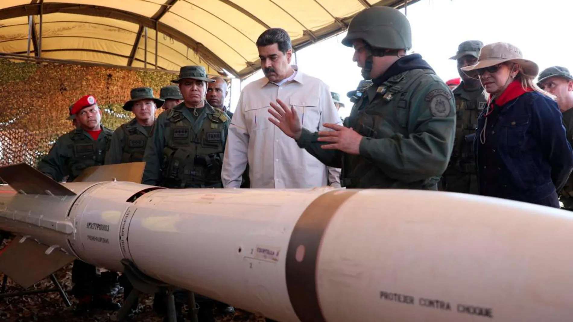 Nicolás Maduro en unos ejercicios militares
