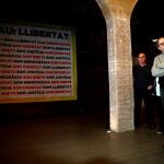 El presidente de la Generalitat, Quim Torra,a su llegada al depósito del Rei Martí, en el barrio de Sarrià de Barcelona, para participar en el ayuno.