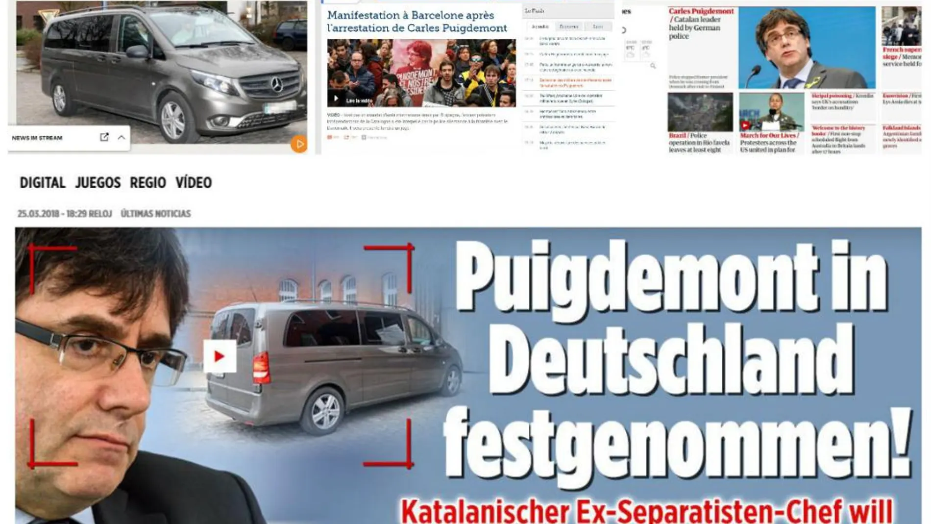 La Prensa internacional se hace eco de la detención de Puigdemont