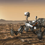 Recreación del Mars 2020 sobre la superficie marciana