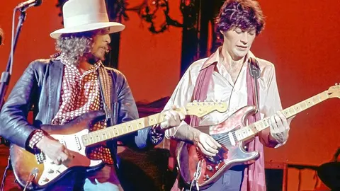 Bob Dylan y Robbie Robertson, en una imagen de «The Last Waltz», la cinta filmada por Martin Scorsese en 1976 y estrenada dos años después