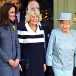 (De izq a der) La duquesa de Cambridge, Catalina Middleton, la duquesa de Cornualles, Camila Parker-Bowles, y la reina Isabel II de Inglaterra.