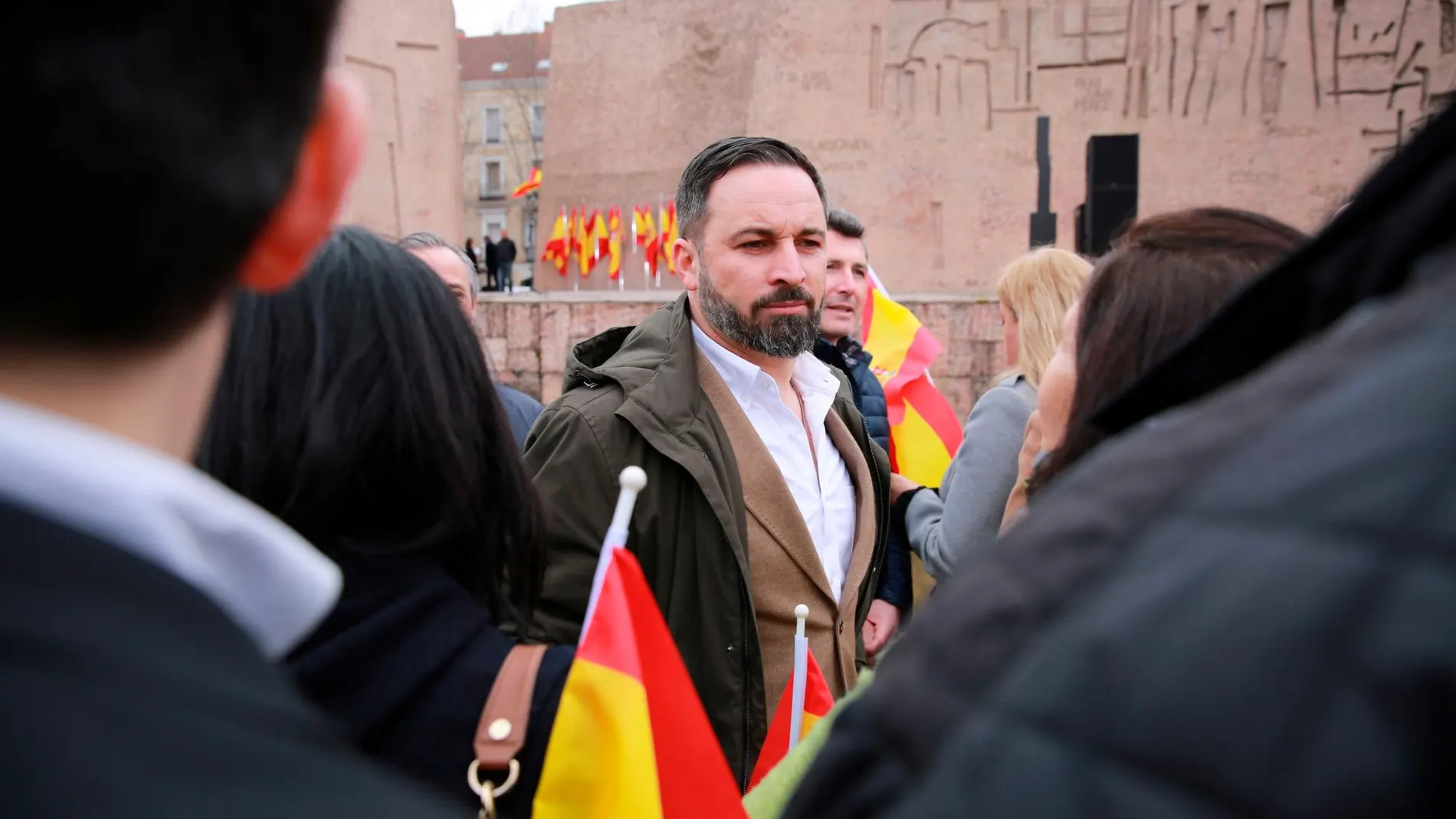 El presidente de Vox, Santiago Abascal, en la reciente concentración en la plaza de Colón de Madrid / Foto: Cipriano Pastrano
