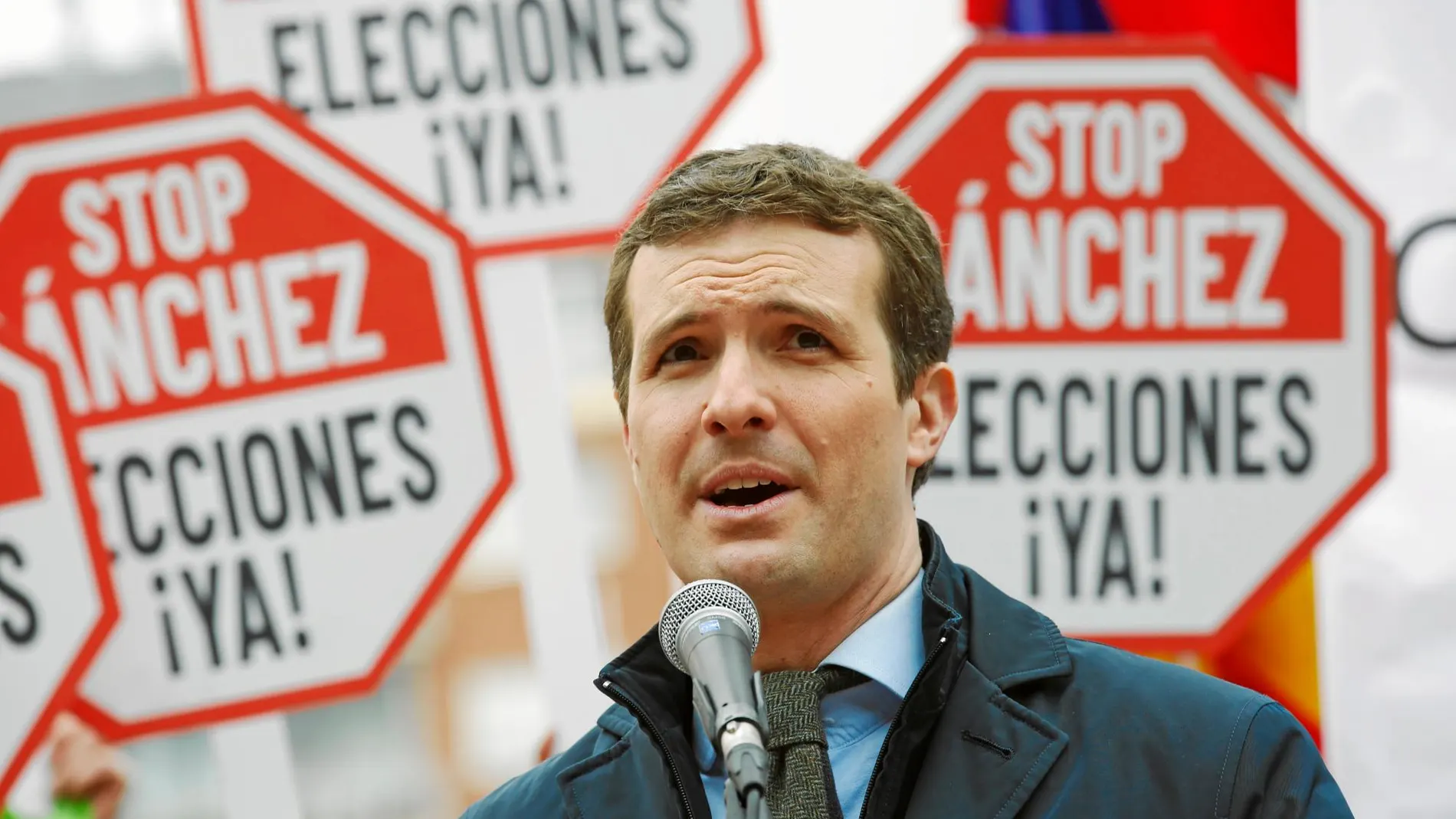 El líder del PP, Pablo Casado, durante la manifestación que se celebró el domingo en Madrid / Javier Fdez. Largo