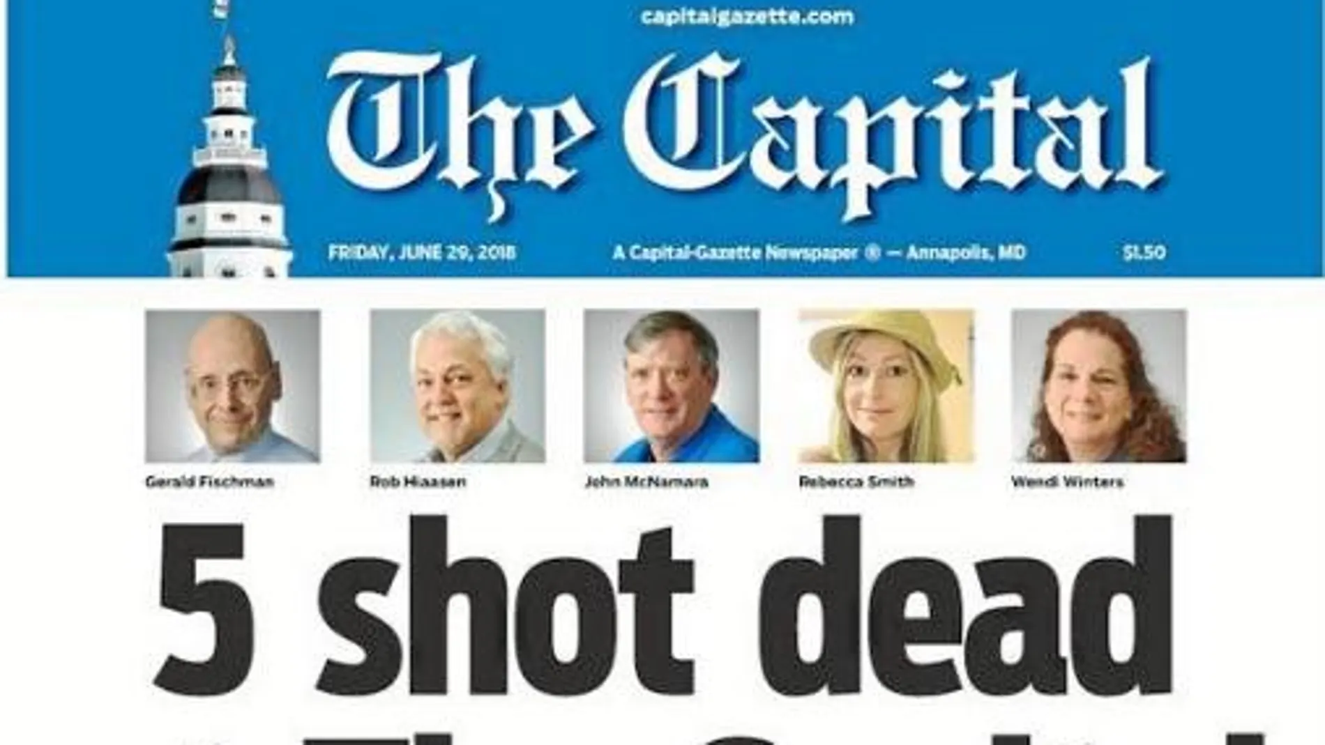 La portada de la edición de ayer titulada «Matan a cinco personas en el Capital»