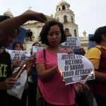 Protestas en Manila para apoyar a las víctimas del atentado.