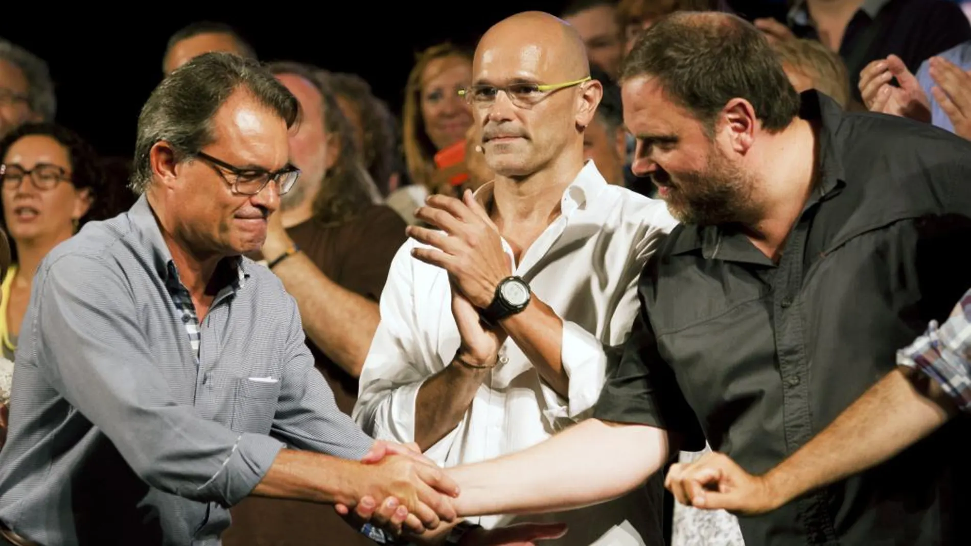 En la imagen Artur Mas, Raül Romeva y Oriol Junqueras en una imagen de la campaña catalana