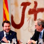 El presidente de la Generalitat, Quim Torra y su vicepresidente, Pere Aragonés / Foto: Efe