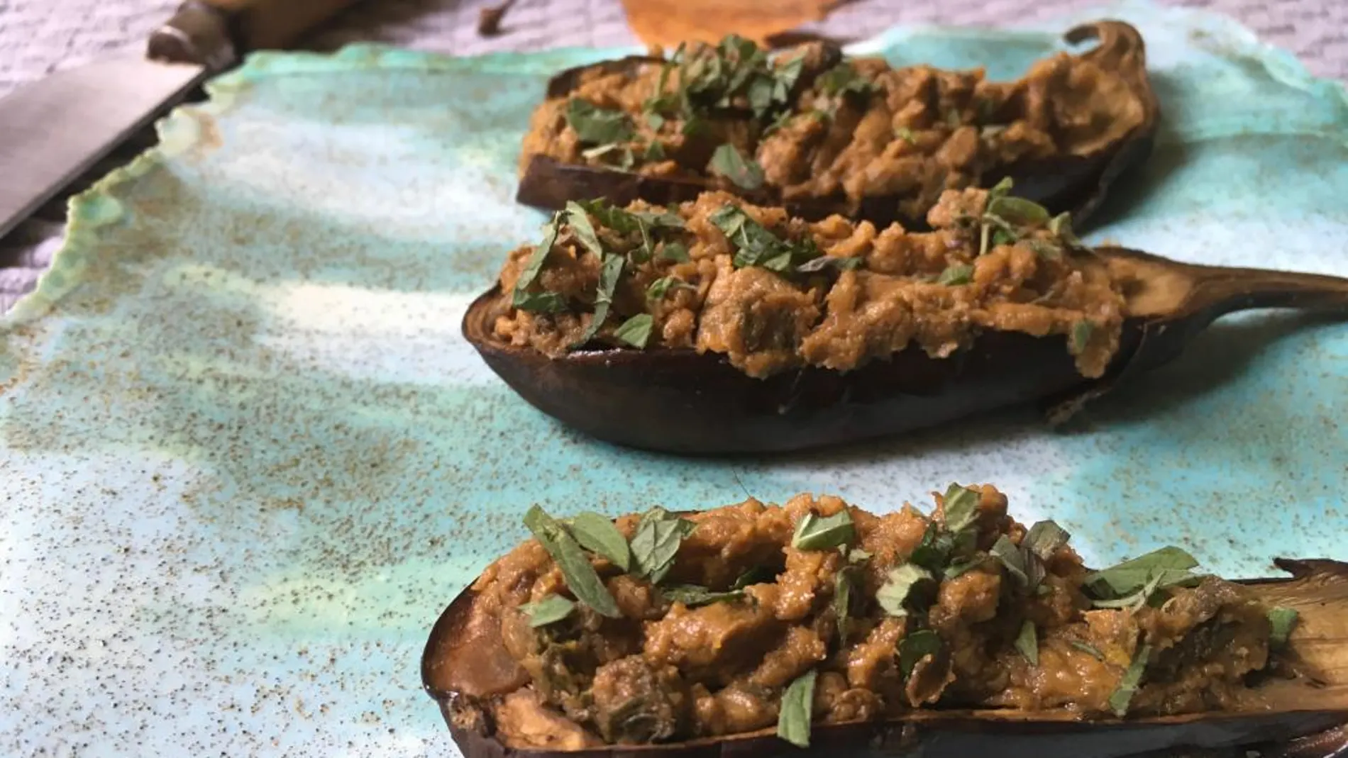 Berenjenas rellenas de verduras