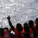 Operación de rescate de inmigrantes en el Mar Mediterráneo.