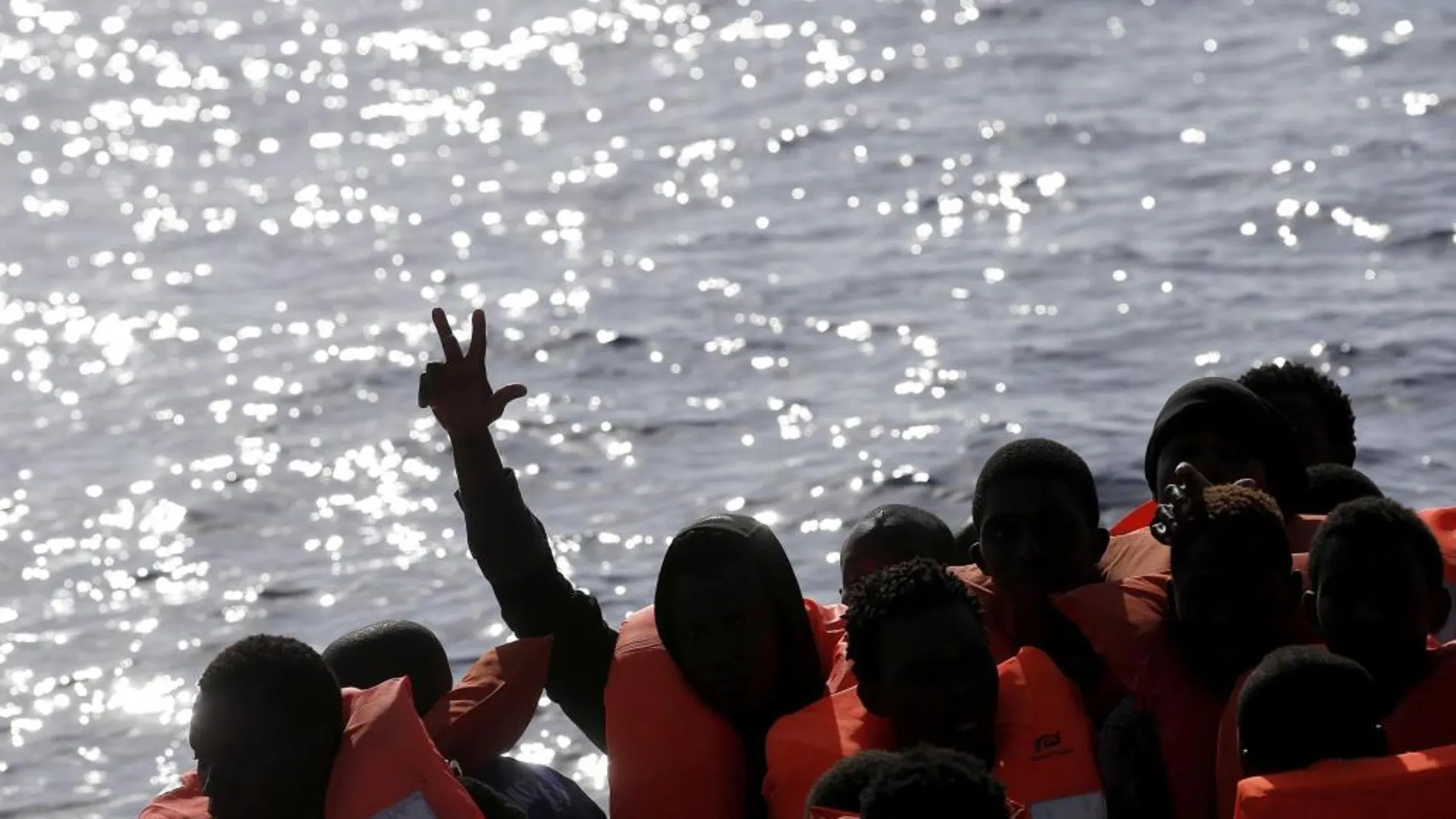 Operación de rescate de inmigrantes en el Mar Mediterráneo.