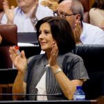 La consejera de Igualdad y Políticas Sociales, María José Sánchez, aplaudiendo en el Parlamento andaluz cuando se aprobó la nueva ley de igualdad (Foto: Efe)