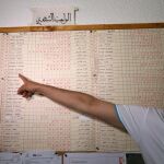 EL presidente de la Comunidad Annour de Ripoll, ,Ali Yassine, señala el nombre de  Younes Abouyaaqoub en un panel con las aportaciones a la mezquita