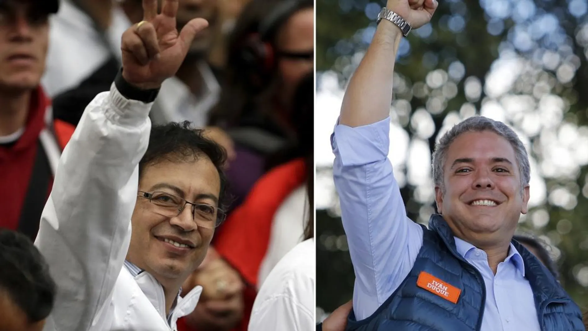 Los candidatos Gustavo Petro e Iván Duque, los mejor situados en las encuestas