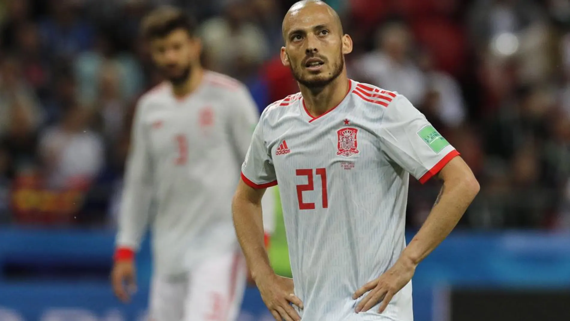 Silva, en un momento del partido contra Irán que disputó la selección en Kazán / Efe