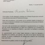 La carta que Garrido ha enviado a Paloma Adrados con su cese