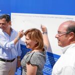 Moreno (2i) firmó el manifiesto «Juntos por el Mediterráneo» con Pedro Antonio Sánchez (d), Isabel Bonig y García Albiol