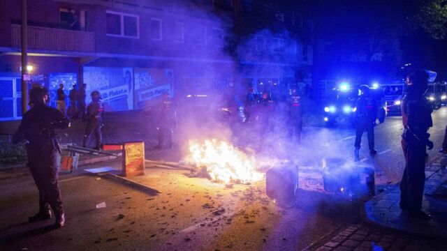 Barricadas en las calles de Hamburgo