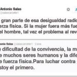 Dos de los comentarios del magistrado en su cuenta de Twitter sobre la violencia de género que han encendido la polémica en los últimos dos días