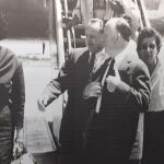 Alfred Hitchcock en su llegada a San Sebastián
