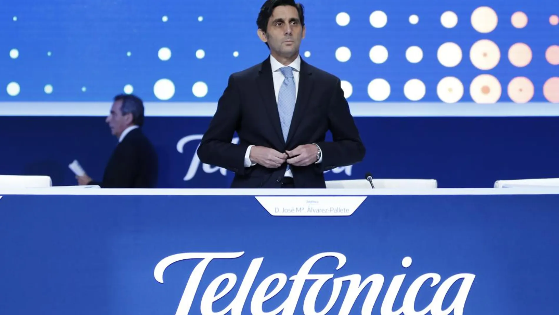 El presidente de Telefonica, José María Álvarez Pallete, durante la junta general de accionistas de la empresa,