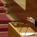 El president de la Generalitat, Ximo Puig, durante la sesión de control al govern