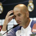 El entrenador del Real Madrid, el francés Zinedine Zidane, durante la rueda de prensa.