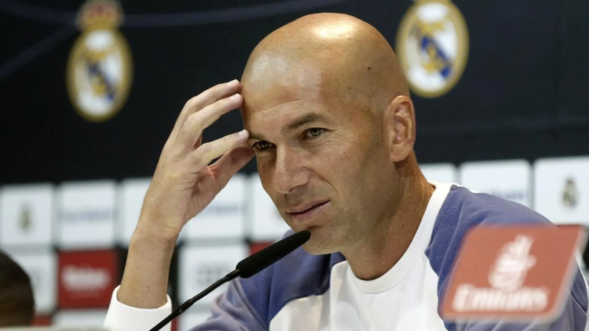 El entrenador del Real Madrid, el francés Zinedine Zidane, durante la rueda de prensa.