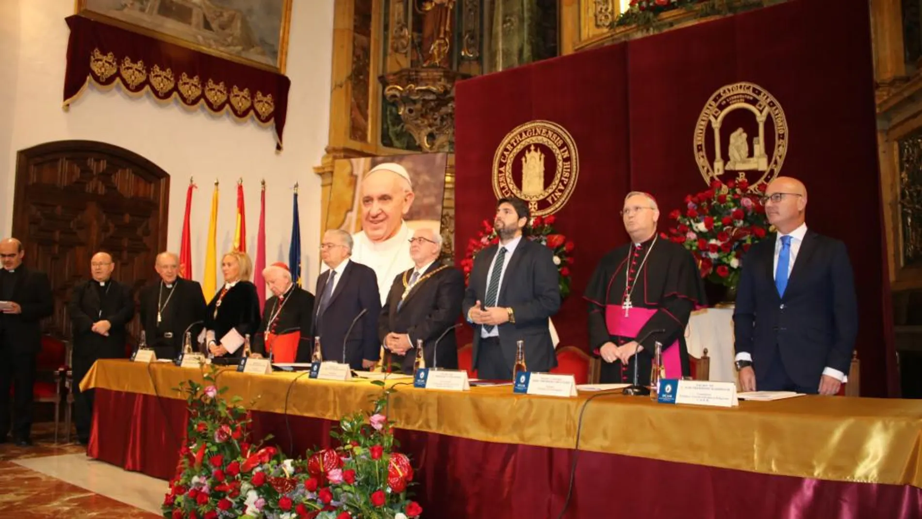 El presidente Fernando López Miras, ayer en el acto inaugural del curso académico de la UCAM