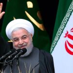 El presidente iraní, Hasan Rohani, da un discurso durante una ceremonia por el 40º aniversario de la Revolución Islámica / Efe