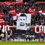 Mosaico de la afición del Atlético en agradecimiento a su "eterno capitán"
