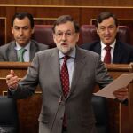 El presidente del Gobierno, Mariano Rajoy, interviene en la sesión al Ejecutivo celebrada hoy en el Congreso