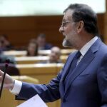 GRAF6196. MADRID, 06/03/2018.- El presidente del Gobierno, Mariano Rajoy, durante la sesión de control al Gobierno celebrada esta tarde en el pleno del Senado. EFE/Kiko Huesca
