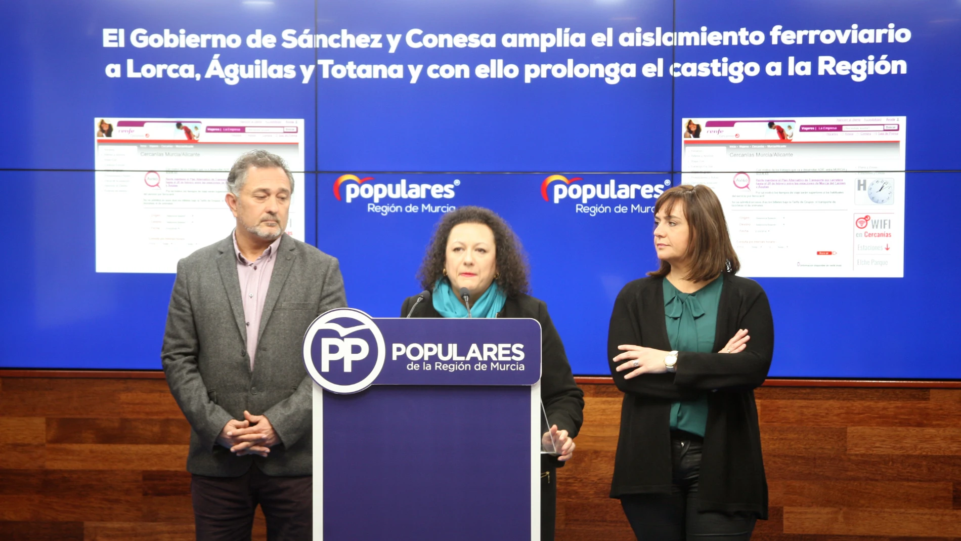 El PP denuncia que los socialistas son los responsables del «aislamiento ferroviario» de Lorca, Águilas y Totana