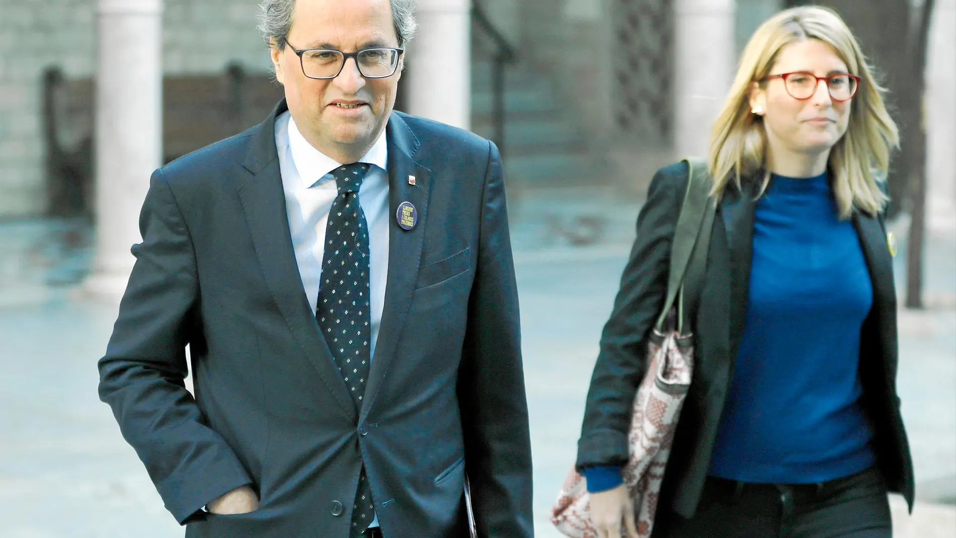 El president Quim Torra y la portavoz Elsa Artadi, ayer, en el Palau de la Generalitat