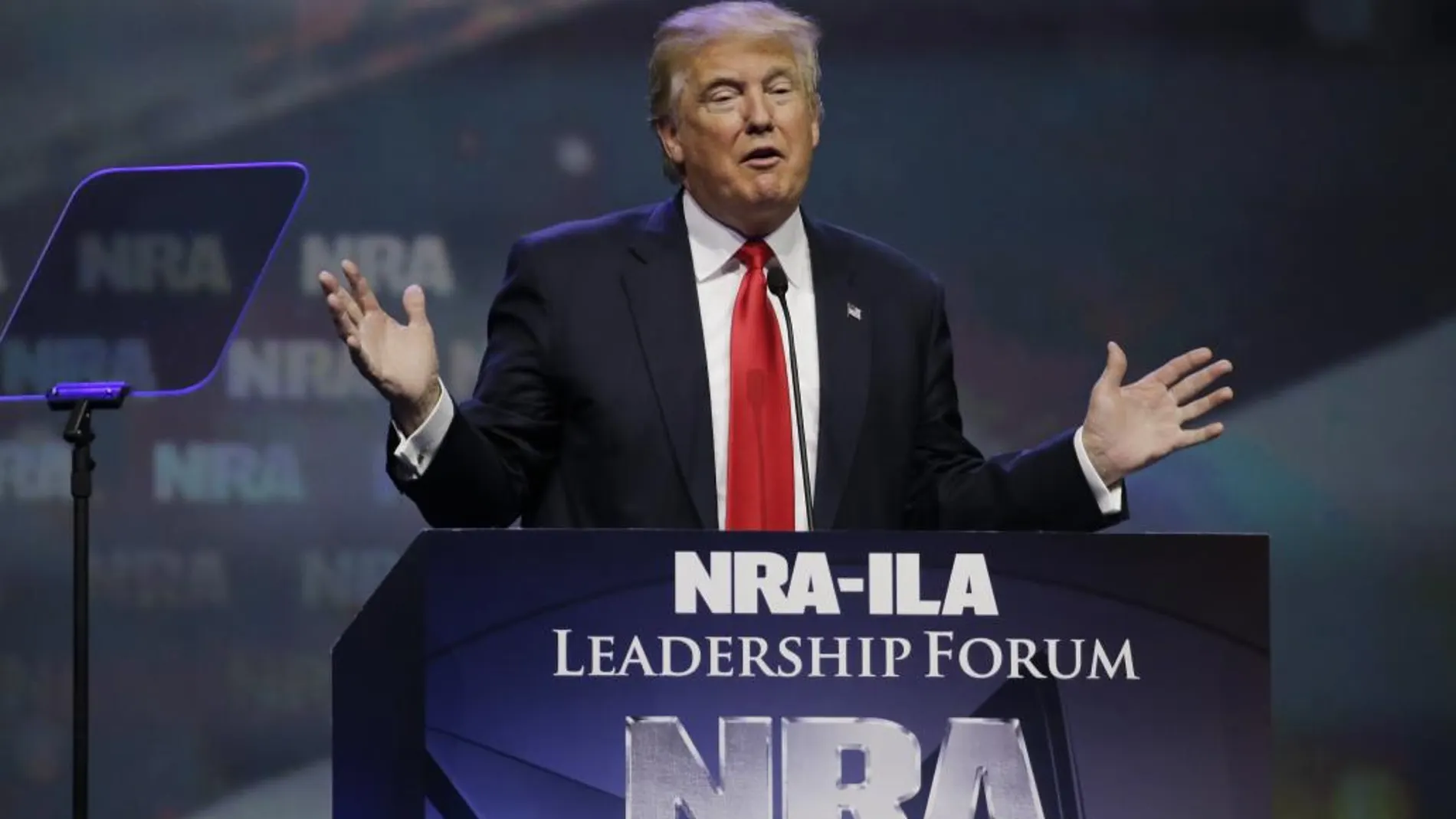 Donald Trump durante un discruso ante la Asociación Nacional del Rifle