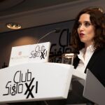 La candidata del PP a la Comunidad de Madrid, Isabel Díaz Ayuso en el club Siglo XXI. Foto: David Jar