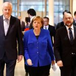 Horst Seehofer, Angela Merkel y Martin Schulz, esta mañana