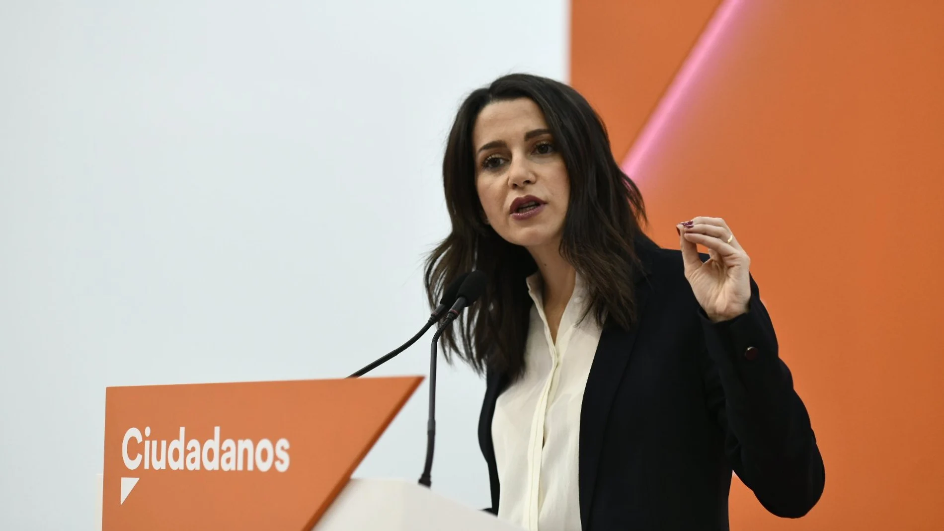 Inés Arrimadas en la sede nacional de Ciudadanos en Madrid